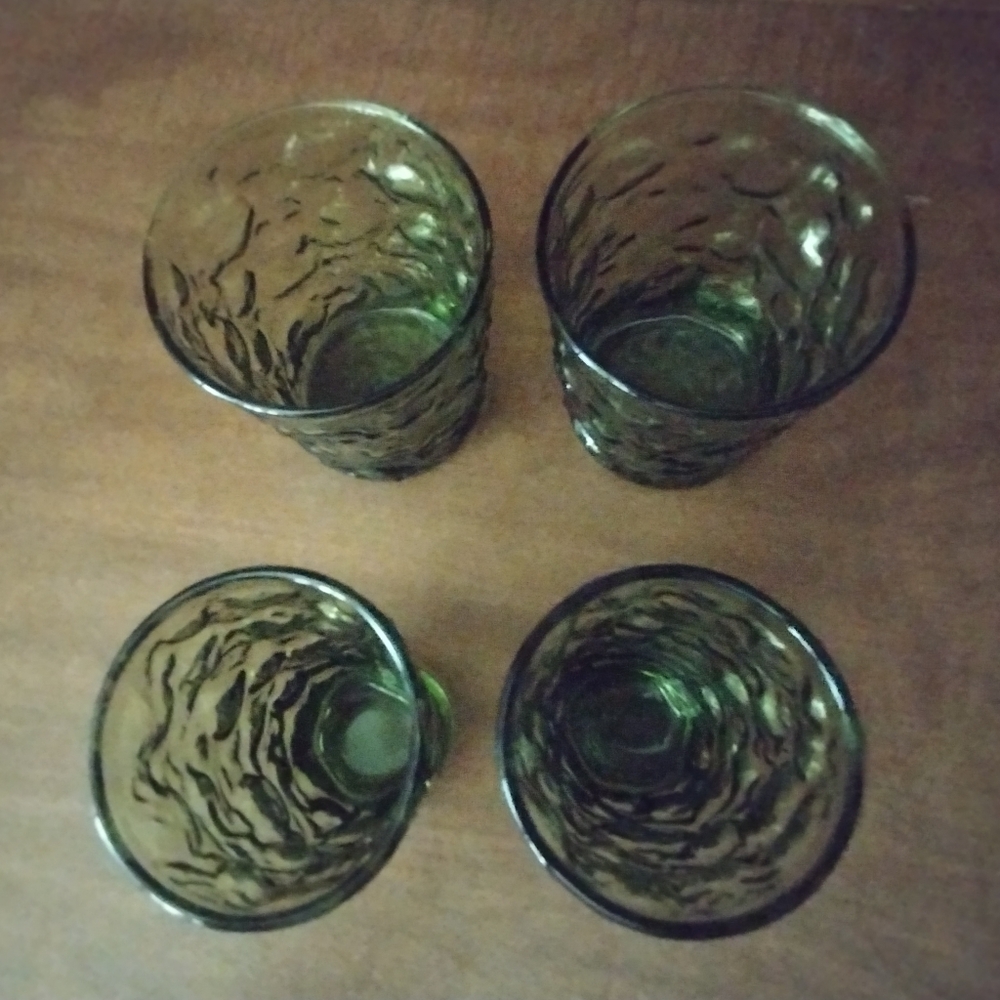 Set of 5 green Anchor Hocking thumbprint glasses - Picture 10 of 10